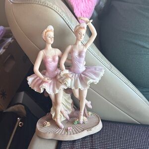 Vintage 1993 Porcelain 10” Tall Ballerina Figurines Dancing in Soft Pink